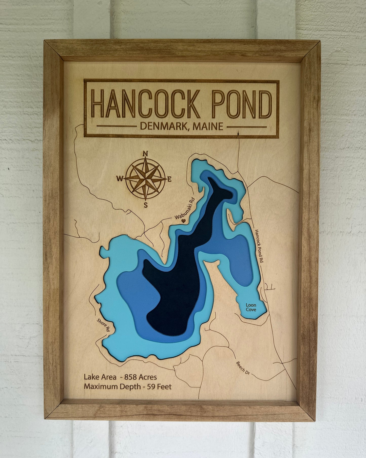 Custom Wooden 3D Lake Map - Any Lake