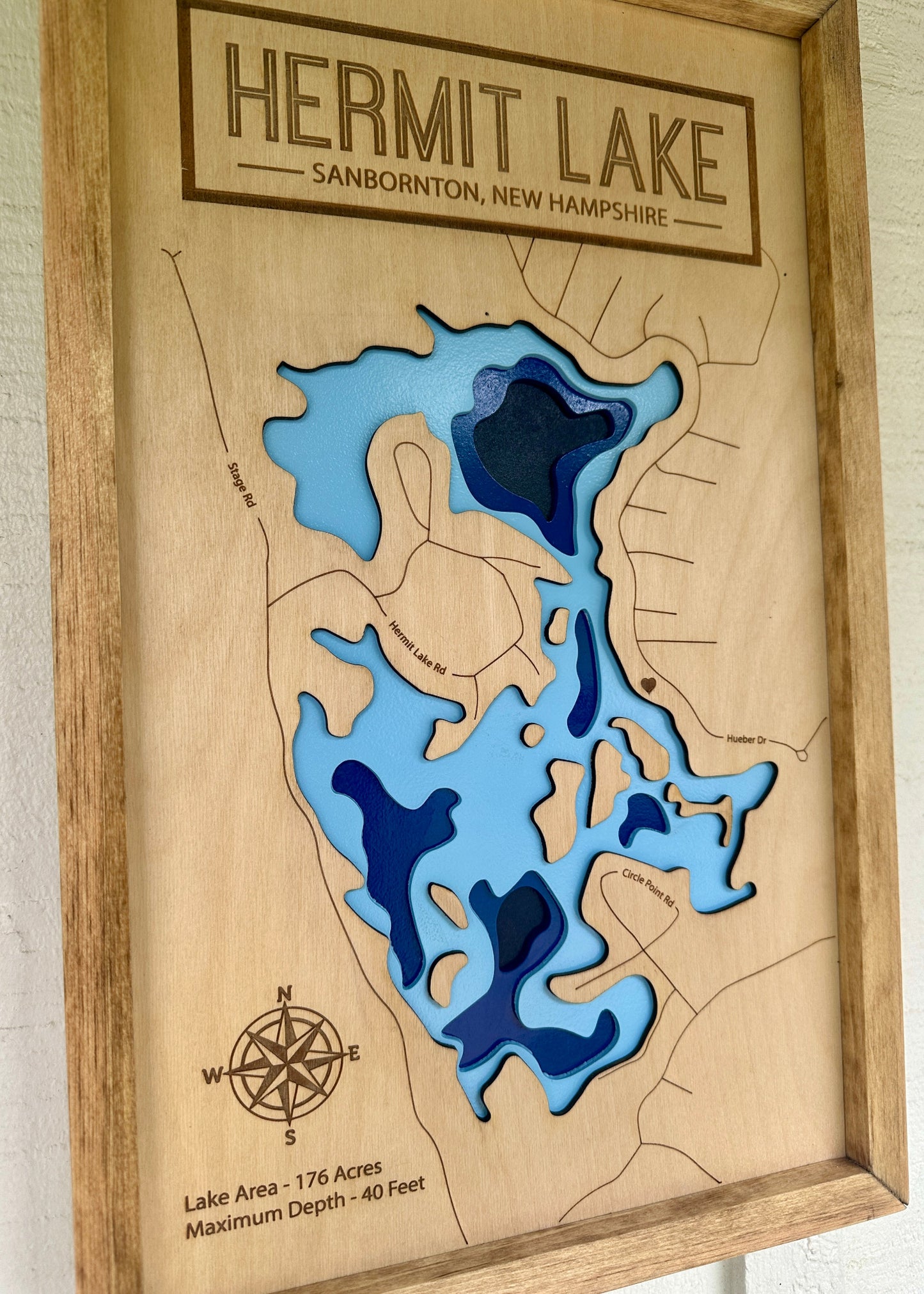 Custom Wooden 3D Lake Map - Any Lake