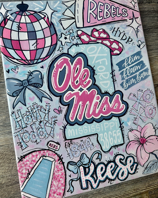 Custom Hand-Painted College Canvas Sign  | Personalized Dorm Decor & Graduation Gift